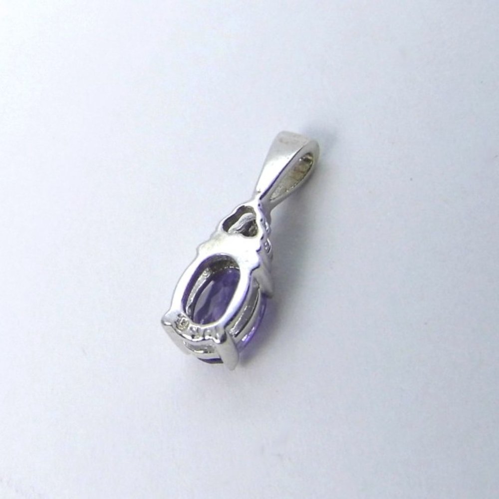 10K Amethyst Oval & Diamond Gold Pendant - Picture 5 of 5